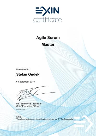 Agile Scrum Master certifikát Štefan Ondek